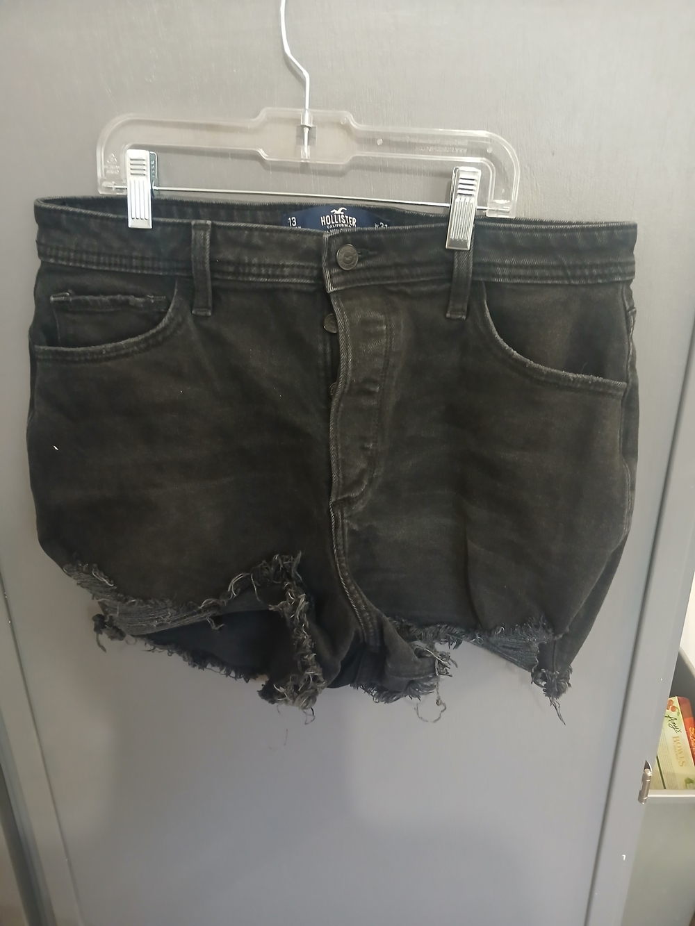 Hollister Washed Black Distressed Denim Cutoff Shorts